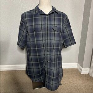 Filson Shirt Mens Large Black Grey Button Up Vented Short Sleeve Outdoor Fishing